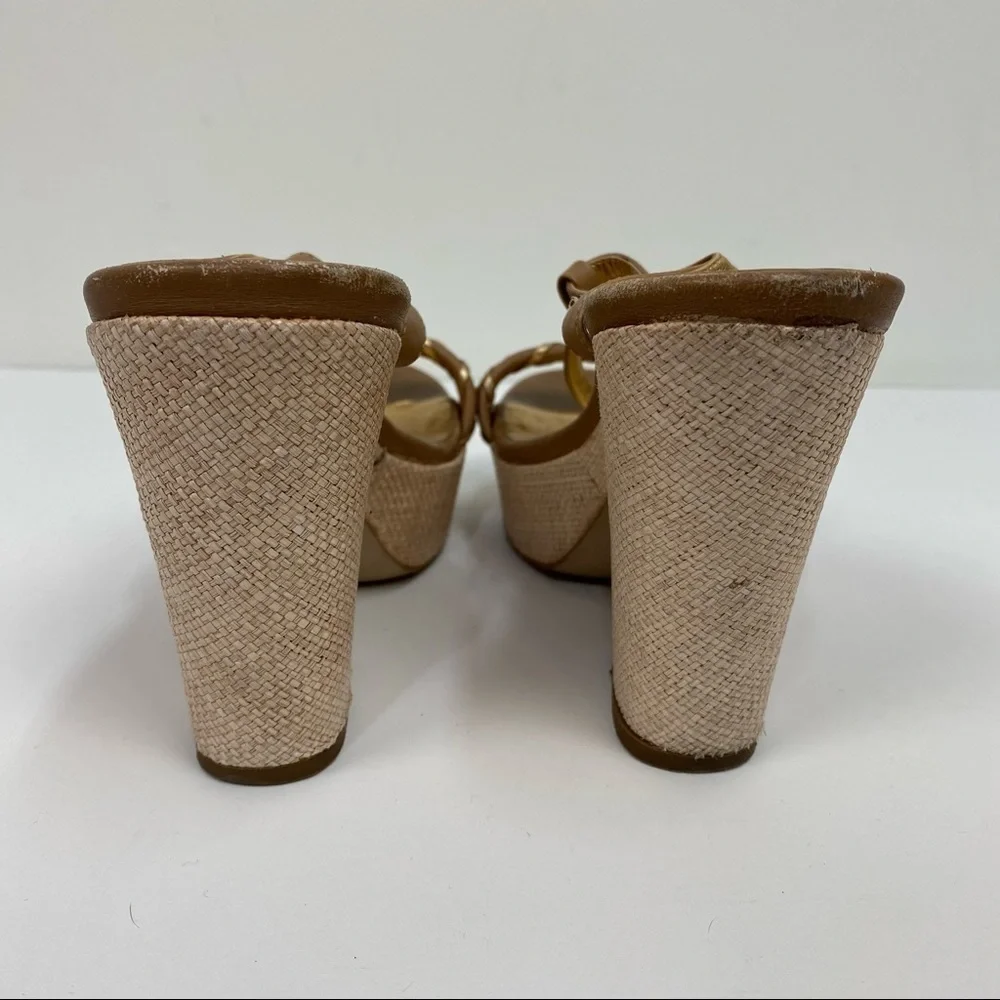Y2k Vintage Chonk Chunky Kate Spade New York Platform Wedges Sandals Ankle Strap